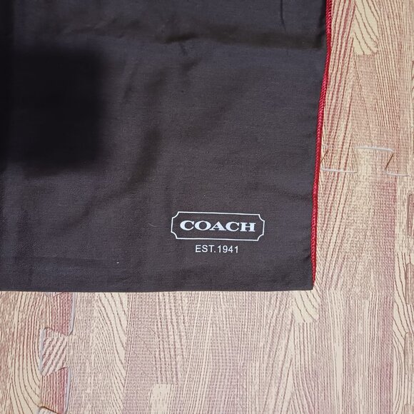 Coach Dust Bag Dark Brown Soft Cloth with Red Trim Size 15x19 - Picture 2 of 5